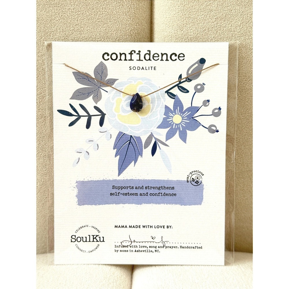 SoulKu Confidence Sodalite Necklace Adjustable 16-18 Inch Cord